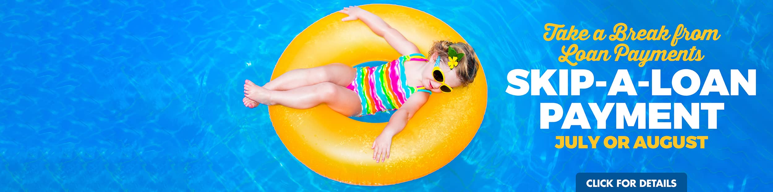 Little girl relaxing while floating on a yellow tube in the pool.