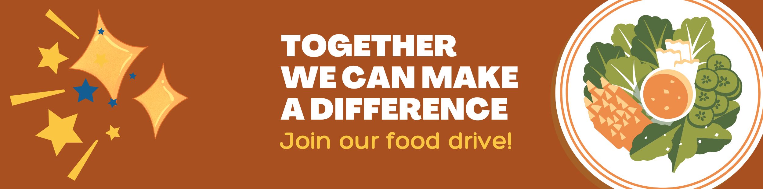 Food drive 2025 web banner featuring a digital image of food.